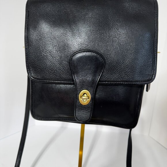 VINTAGE COACH Station Shoulder Crossbody Iconic black leather Classic Coach - Picture 2 of 14